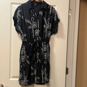 Tribal Navy and White Floral Dress